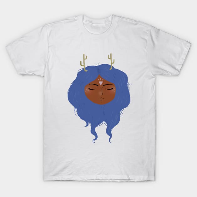 Deer Girl Illustration T-Shirt by LittleInkings